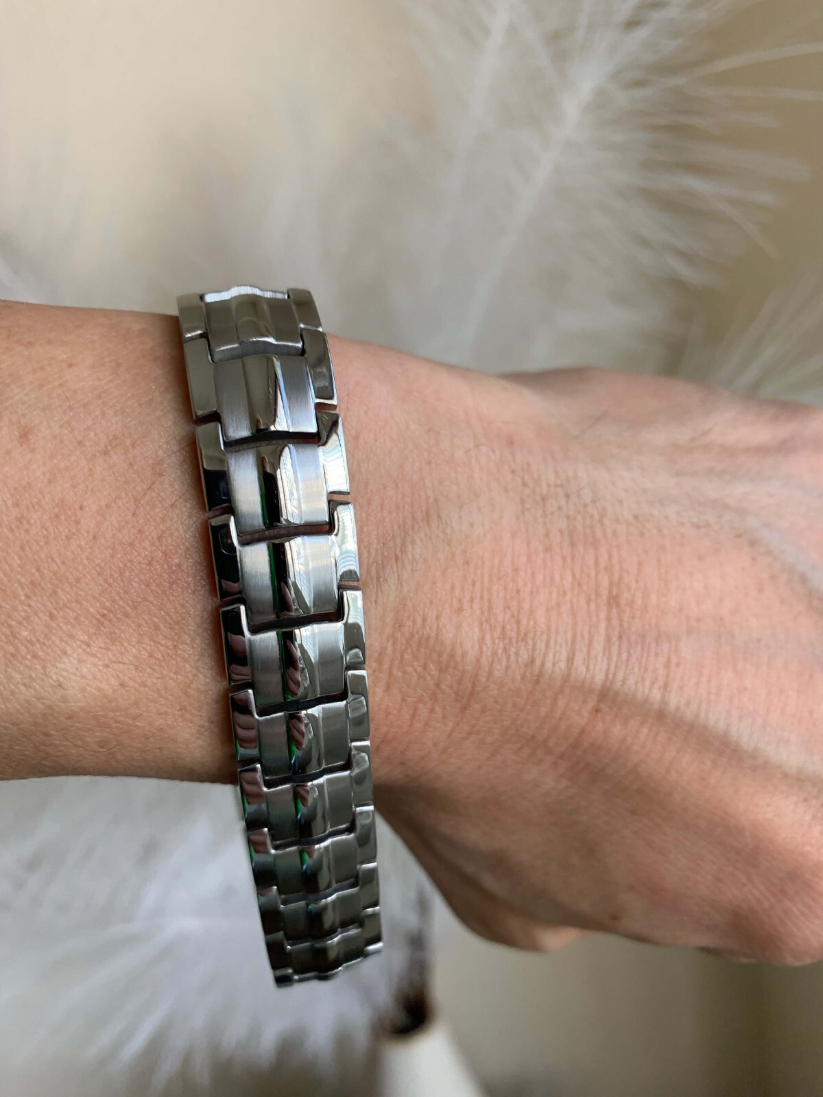 Silver Magnetic Bracelet Enhance Balance Energy Power Joy Perfect Gift Men Women