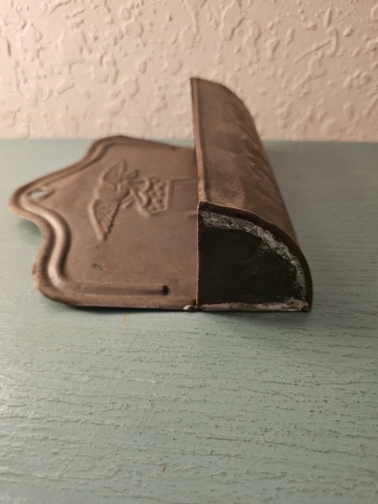 Antique Tin WallMounted Comb Case W/Embossed Eagle-Very Good