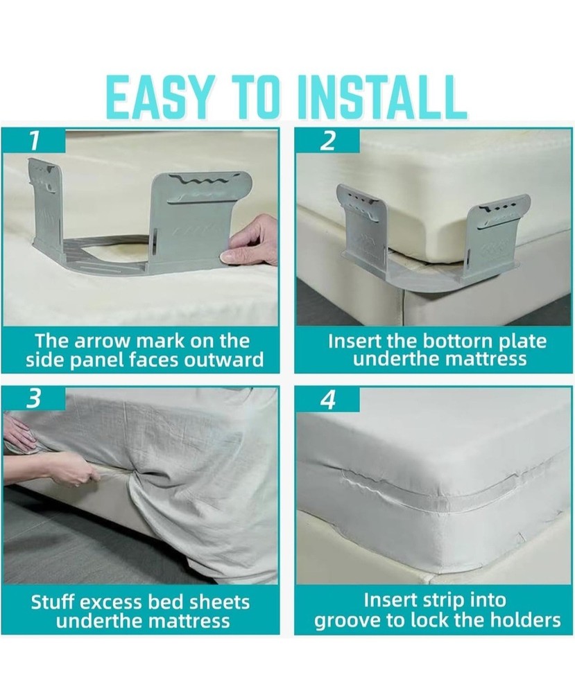 Bed Sheet Corner Holder System — Keeps Fitted Sheets Tight & Smooth
