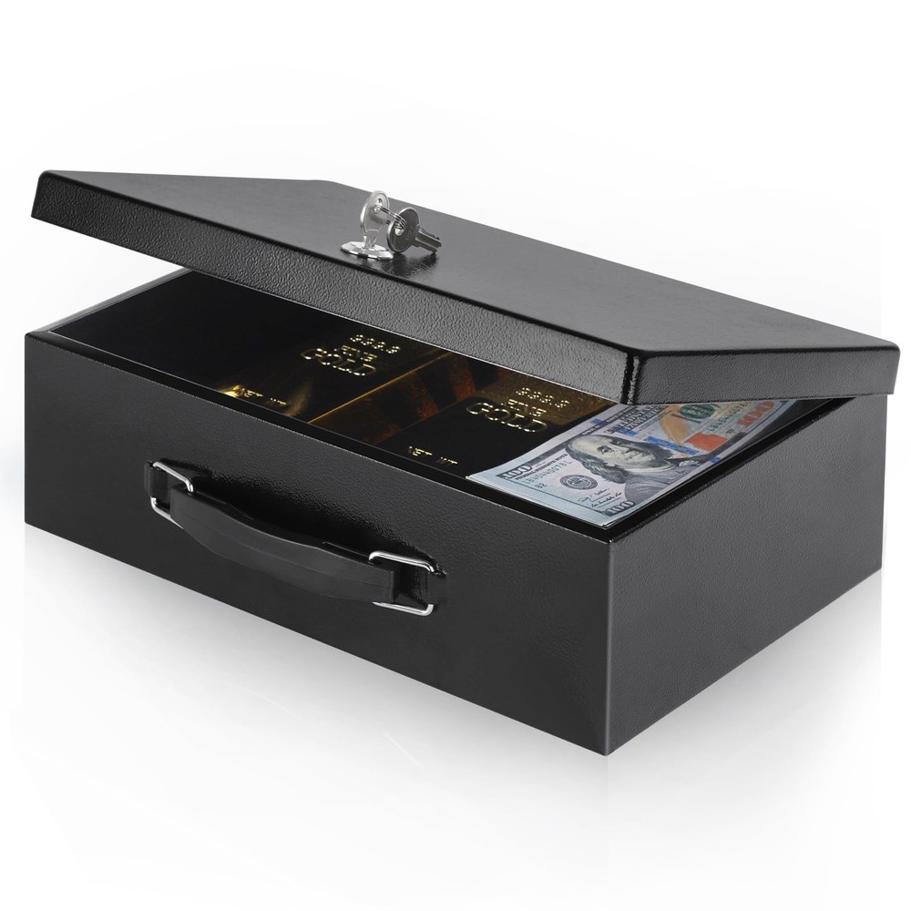 xydled Fire Resistant Safe Box with Key Lock for Home Large, Black
