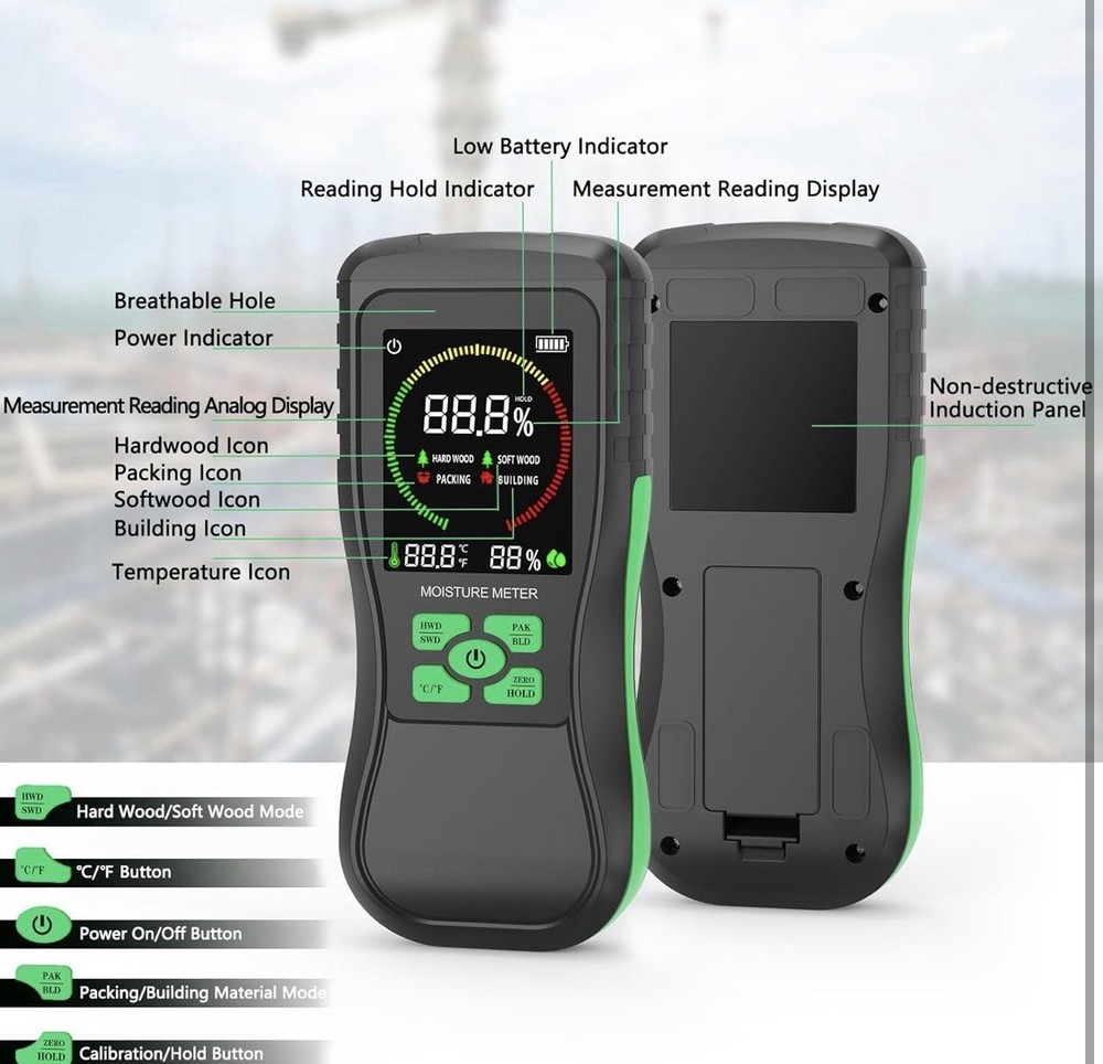 HY18 Pinless Moisture Meter for Non-Destructive Induction(Read Description)