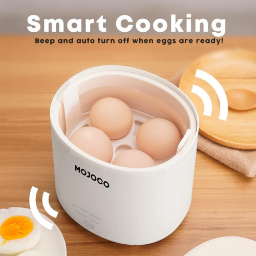 Mojoco Rapid Egg Cooker - Mini for Steamed, Hard Boiled, White