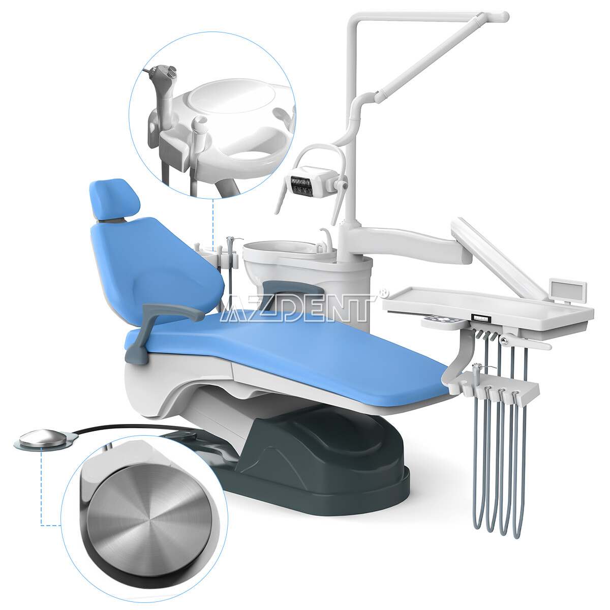 Unidad de silla dental sillon Motor DC Cuero duro PU/Kit de pieza de mano FDA