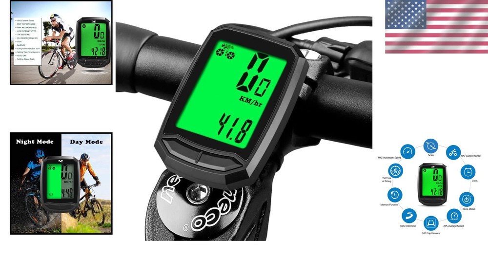 Lightweight Waterproof Wireless Cycle Speedometer with Easy Install & Backlight