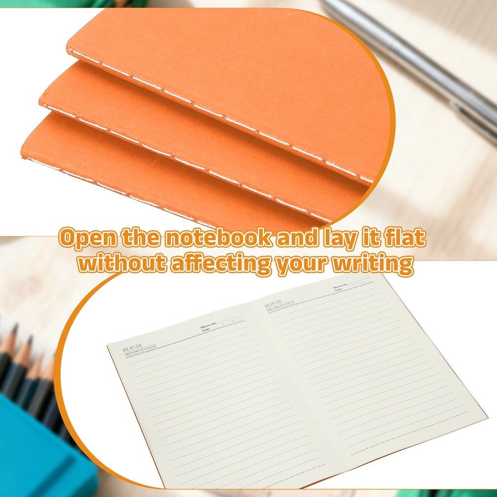 3 Pack A5 Notebook, A5 Journal Mini Notebook Pocket Kraft,Orange