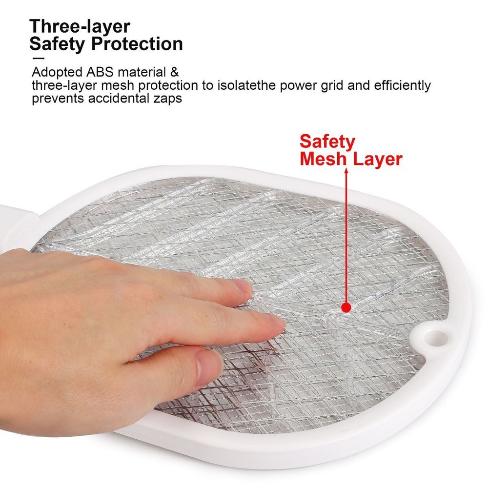 Handheld USB Rechargeable Mosquito Fly Swatter Zapper Killer Bug Insect Racket