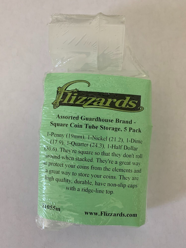 Assorted Square Coin Tubes by Guardhouse, 5 pack