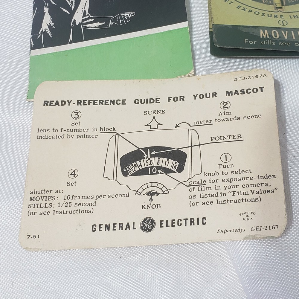 1950 GENERAL ELECTRIC Film Values, ready reference guide and Scale selector