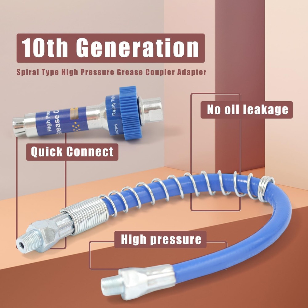 High Pressure Grease Coupler, 10th Generation Quick Connect Grease Coupler Fi...
