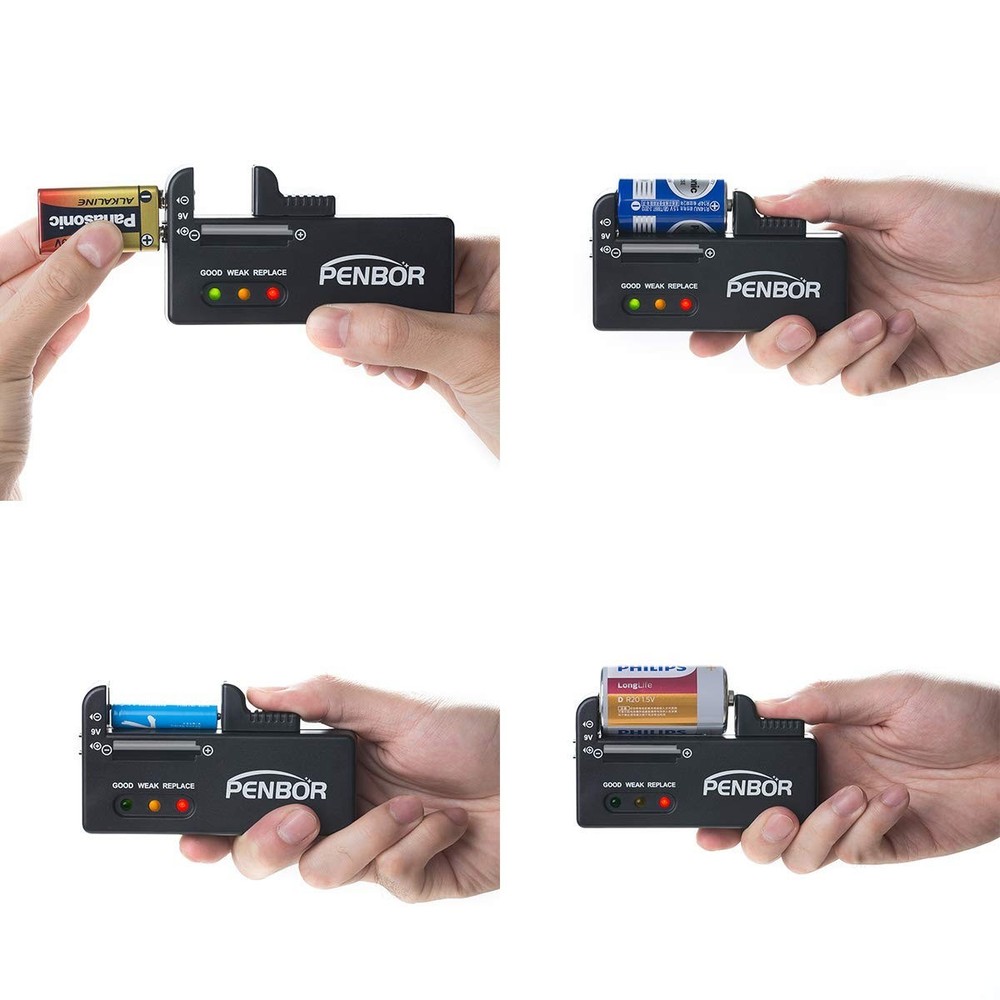 Compact Battery Storage with Tester - Holds 110 Various Sizes, Easy Access