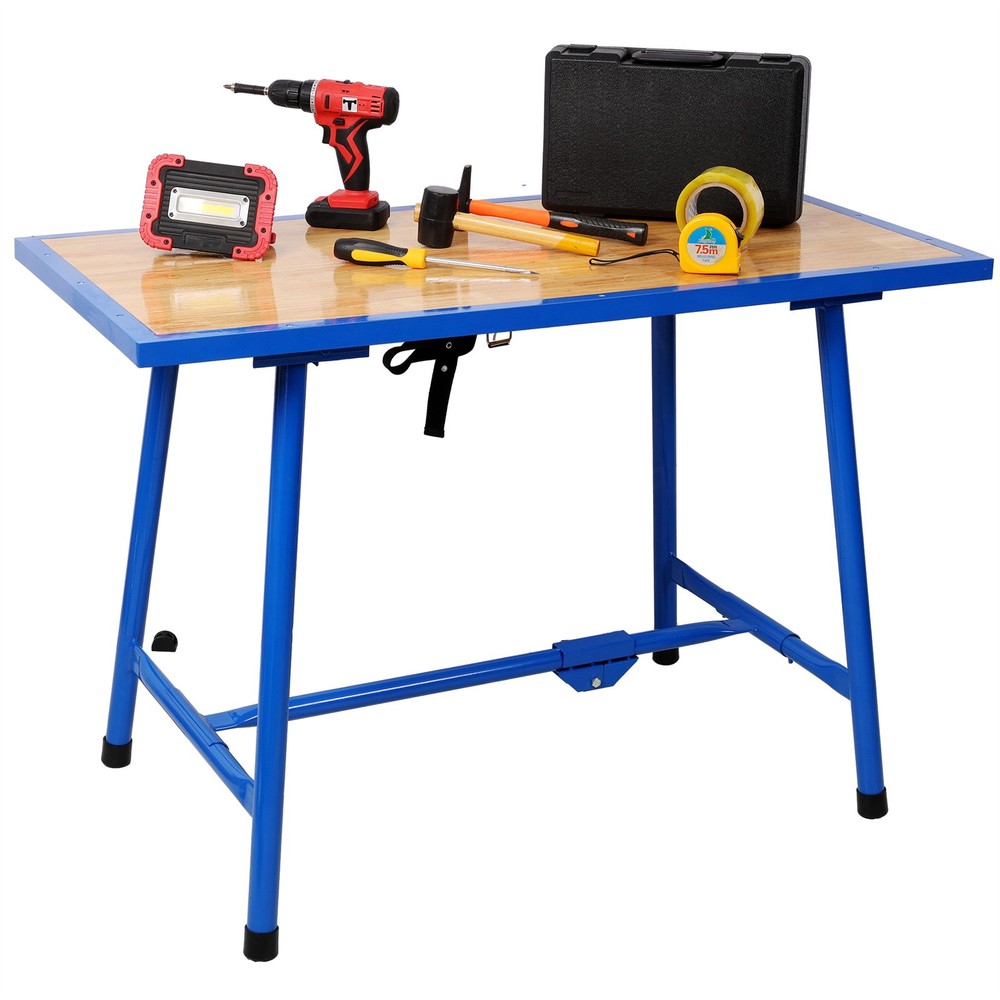 Foldable Work Bench 660 Capacity Steel Frame Workstation Tool Bench for Garage