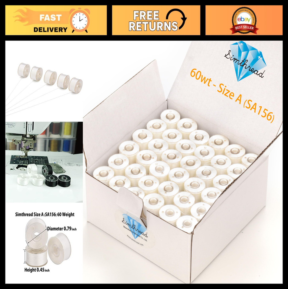 144pcs Pre-Wound Bobbins Thread Class 15 Type A, 60wt Polyester White, Sewing &
