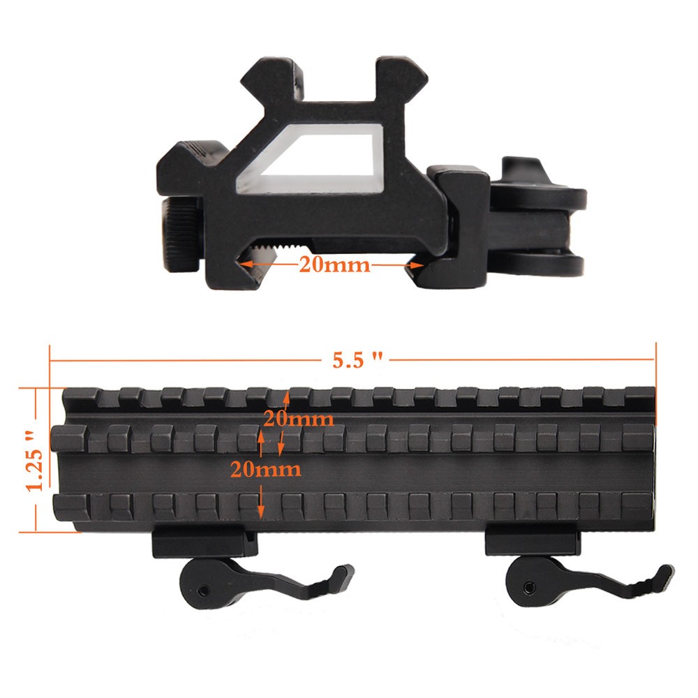 13 Slots Quick Release Offset 45 degree Scope Riser Mount Picatinny Rail 20mm