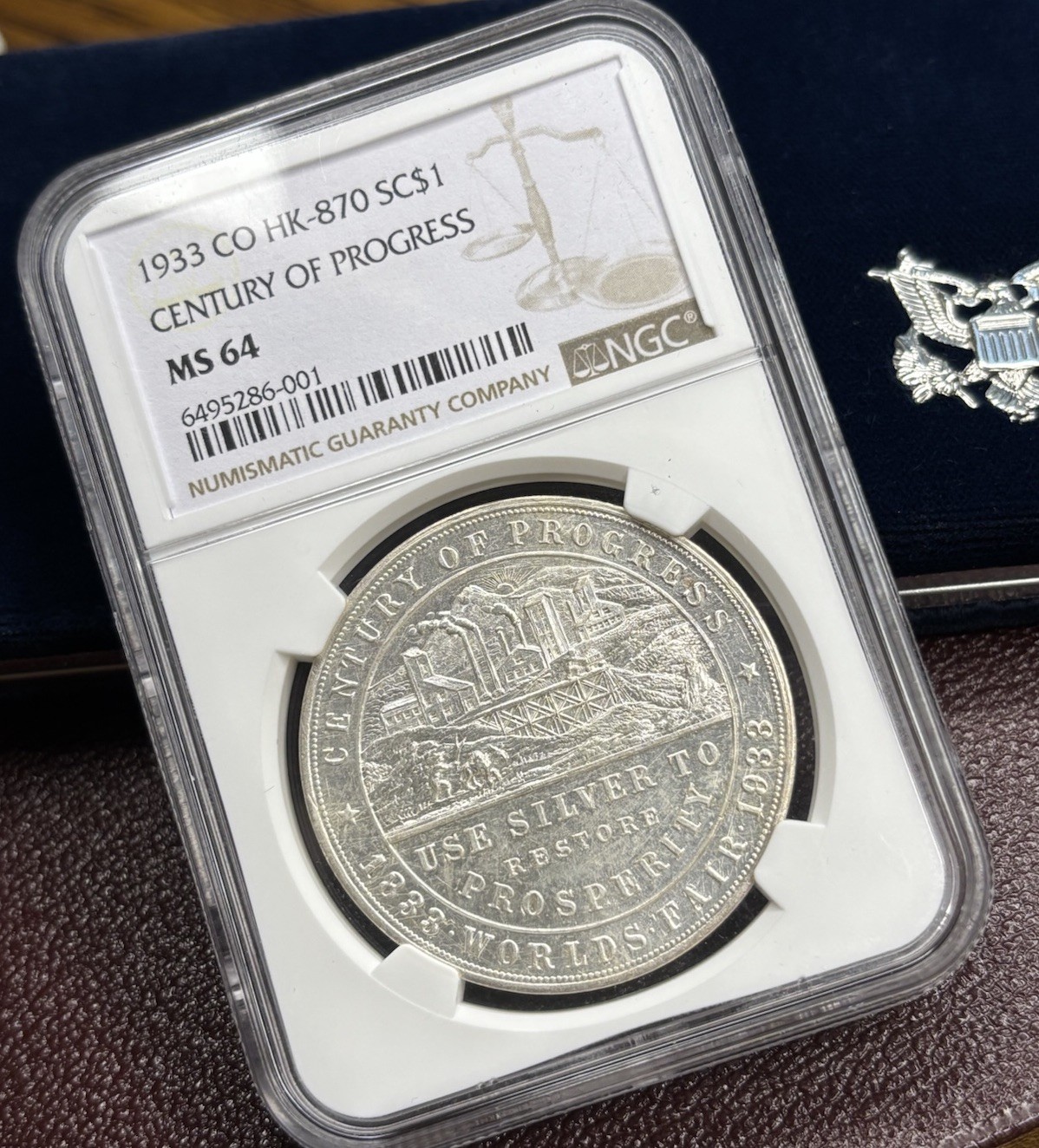 1933 Century of Progress HK-870 Silver So-Called Dollar NGC MS64