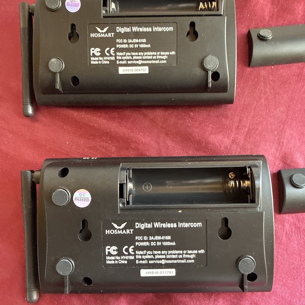 2x Hosmart HY-616S Full Duplex Digital Wireless Intercom System Two Way