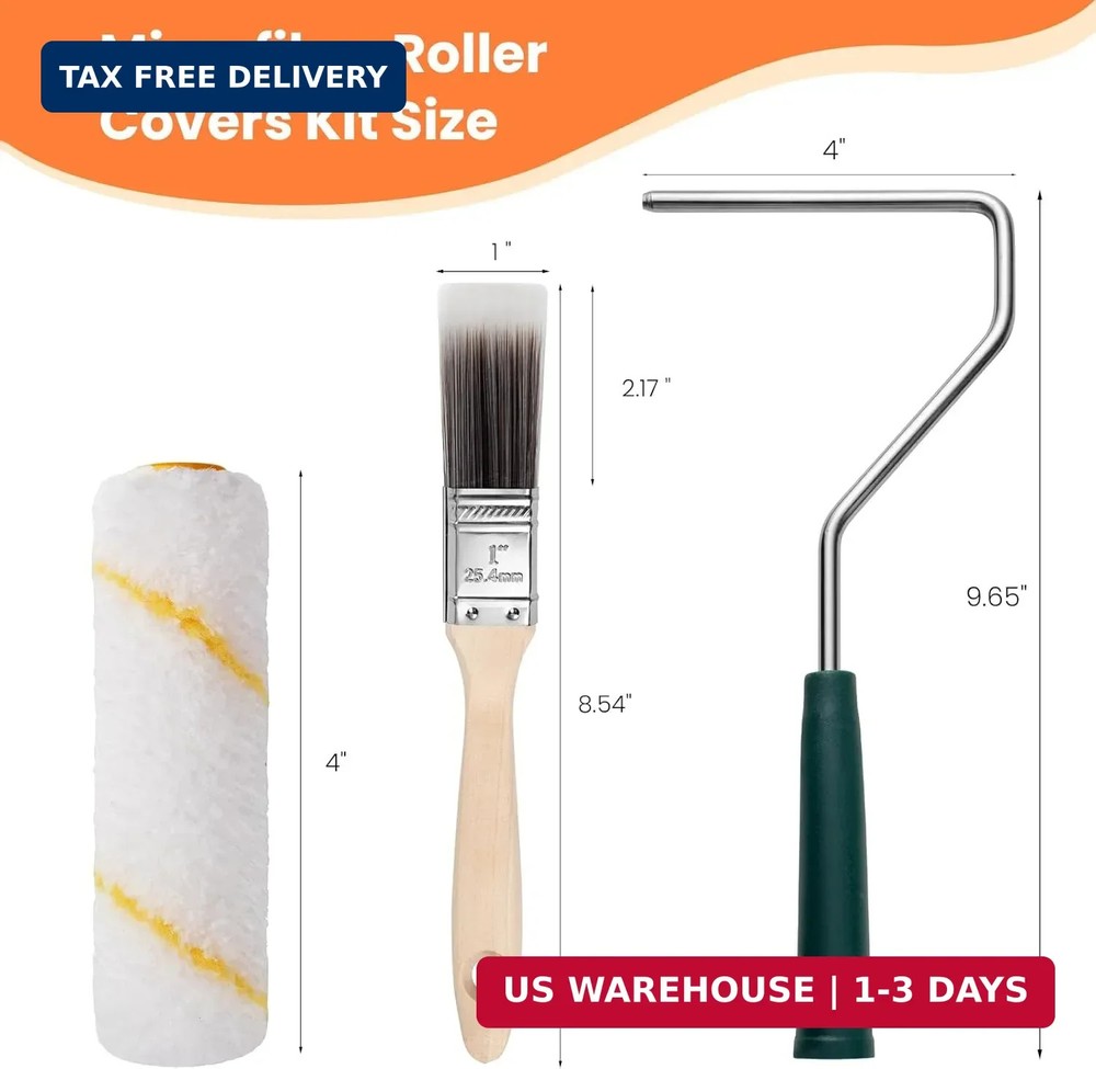 Paint Roller Covers, 26 Pack, 4 Inch 3/8" Nap Microfiber Small Paint Rollers Set