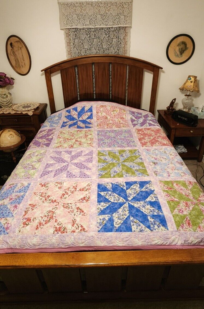 Handmade Patchwork Quilt – Judy's Blooms Fabric – Professionally Longarm