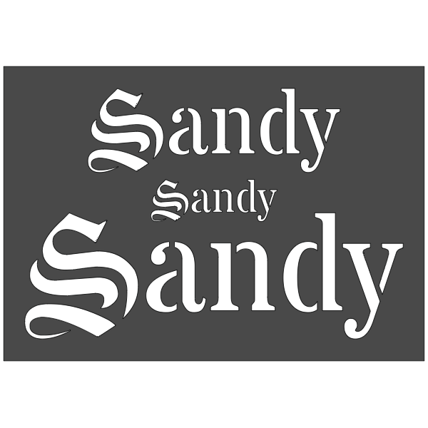 7"x10" Clear Plastic Stencil - Name Sandy w/1", 2" & 3" HL (SR348)