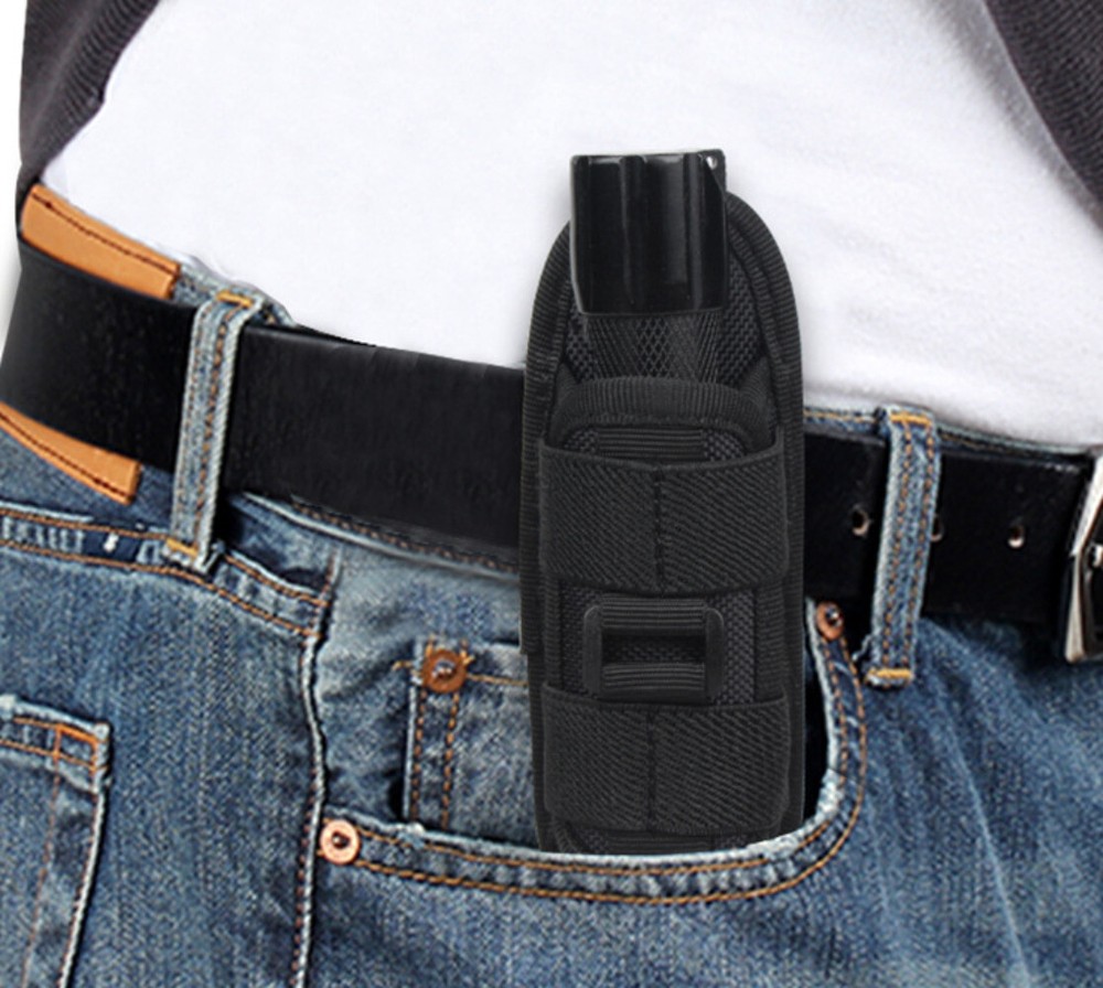 Tactical Flashlight Pouch Holster, Rotatable Flashlight Holder Belt Clip Case