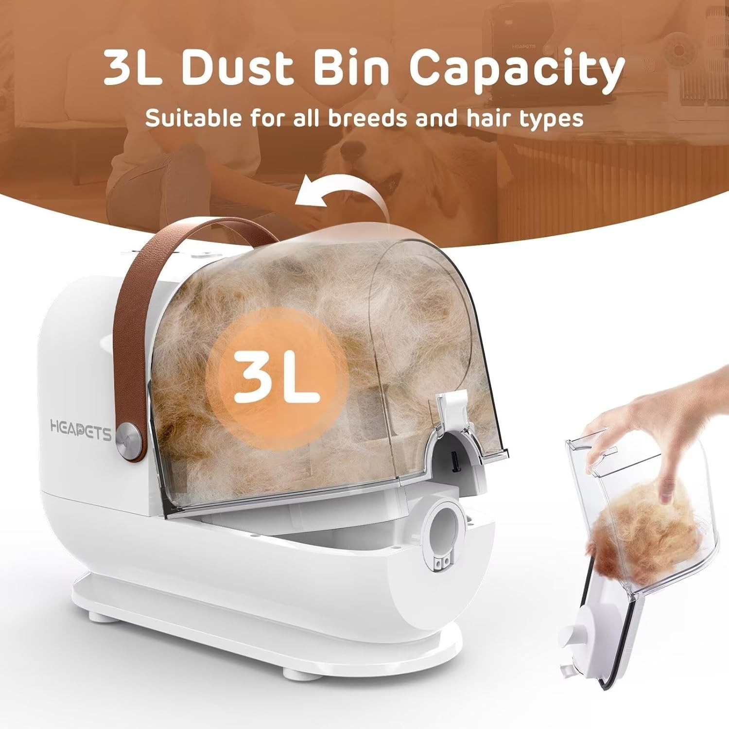 Dog Grooming Vacuum Kit – 3L Low Noise Pet Hair Vacuum w/ 7 Tools, Clipper