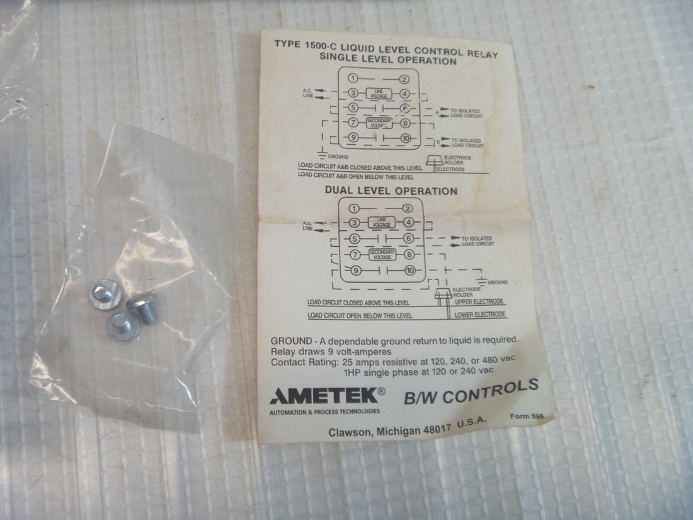 B/W Controls 1500 C-L2-S8-OC-X liquid level control