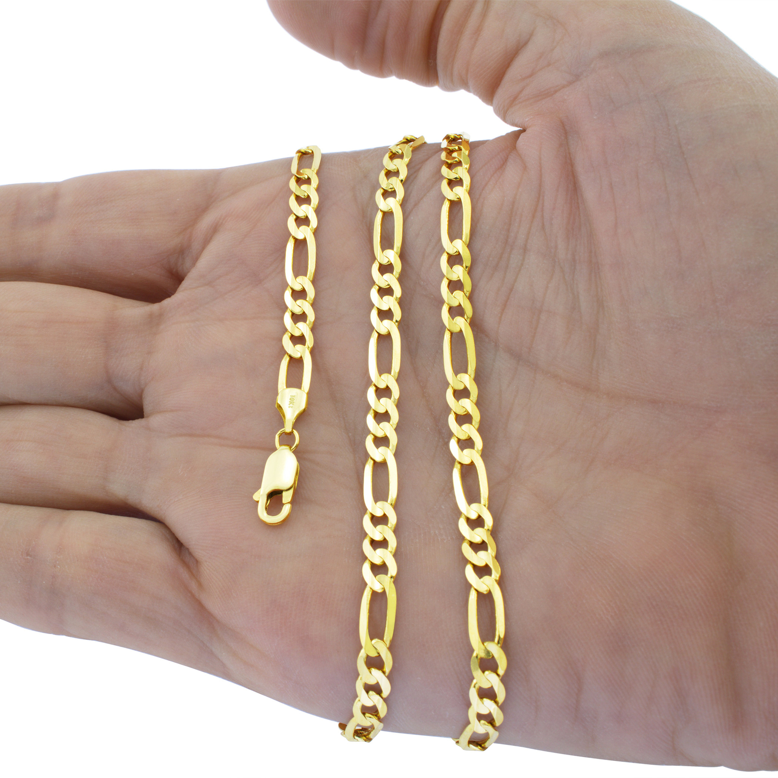 10K Real Yellow Gold 2mm-9mm Figaro Chain Link Pendant Necklace Bracelet 7"- 30"