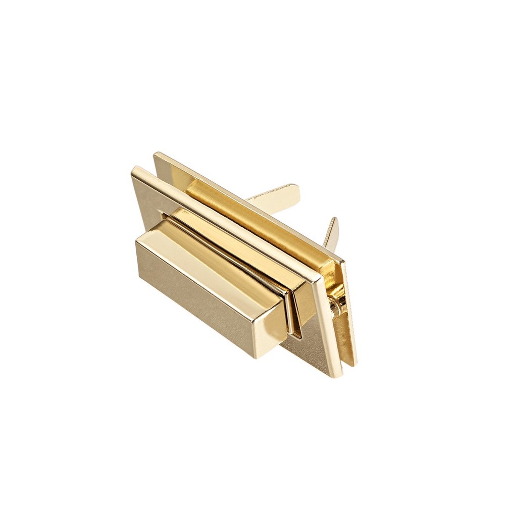 2 Set Rectangular Purses Twist Lock 44mm x 22mm Clutches Closures Light Gold