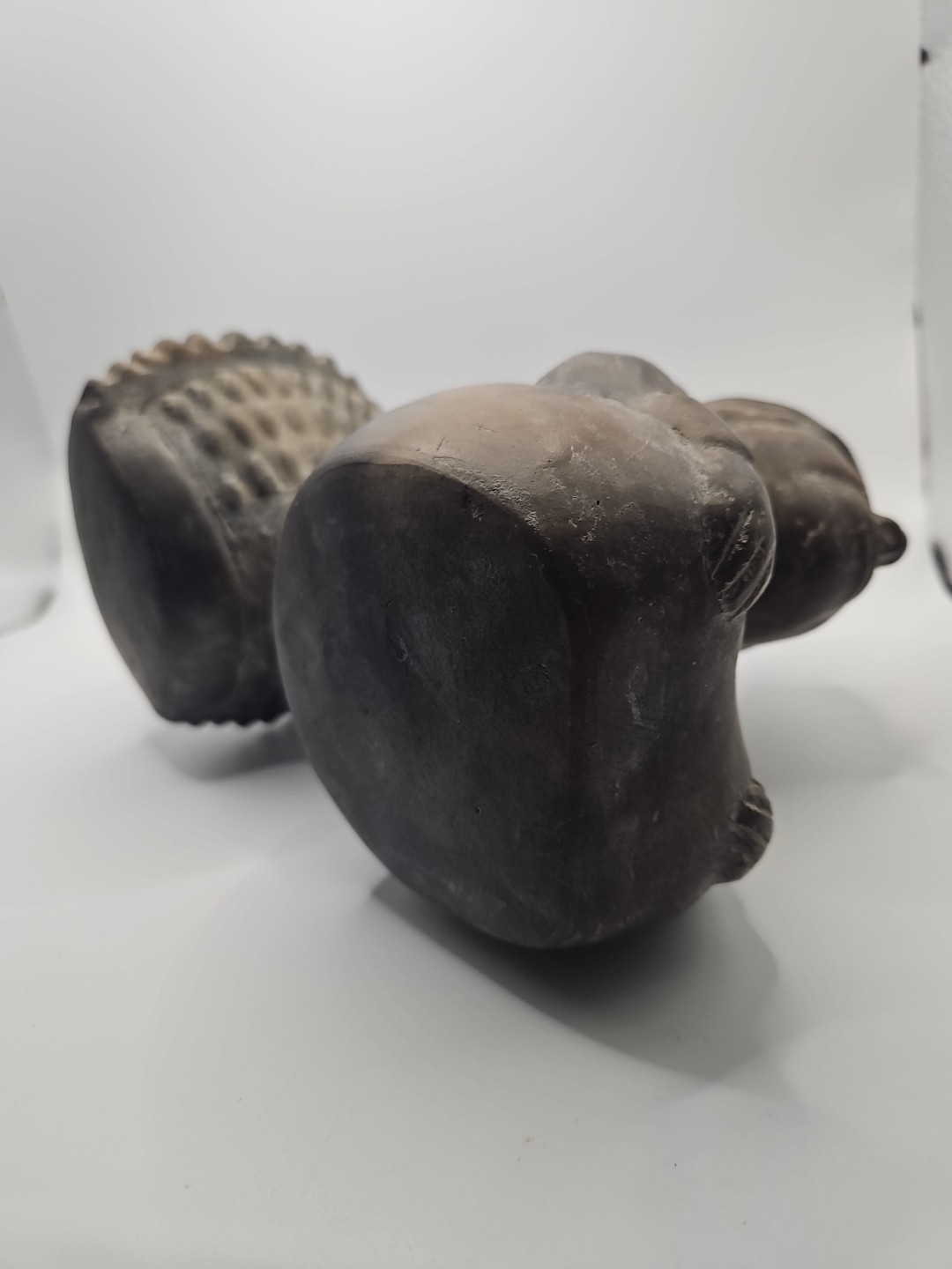 Peruvian Blackware Pottery Vessel Chimú Style Pre Columbian Seated Figure