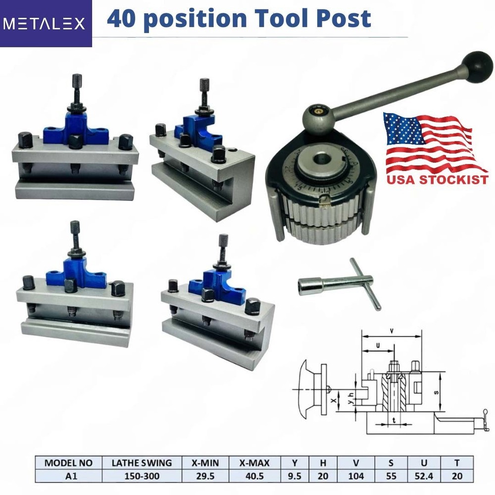 40 Position Quick Change Tool Post A1 Multifix Size With AD2090 AB2090 Holder US
