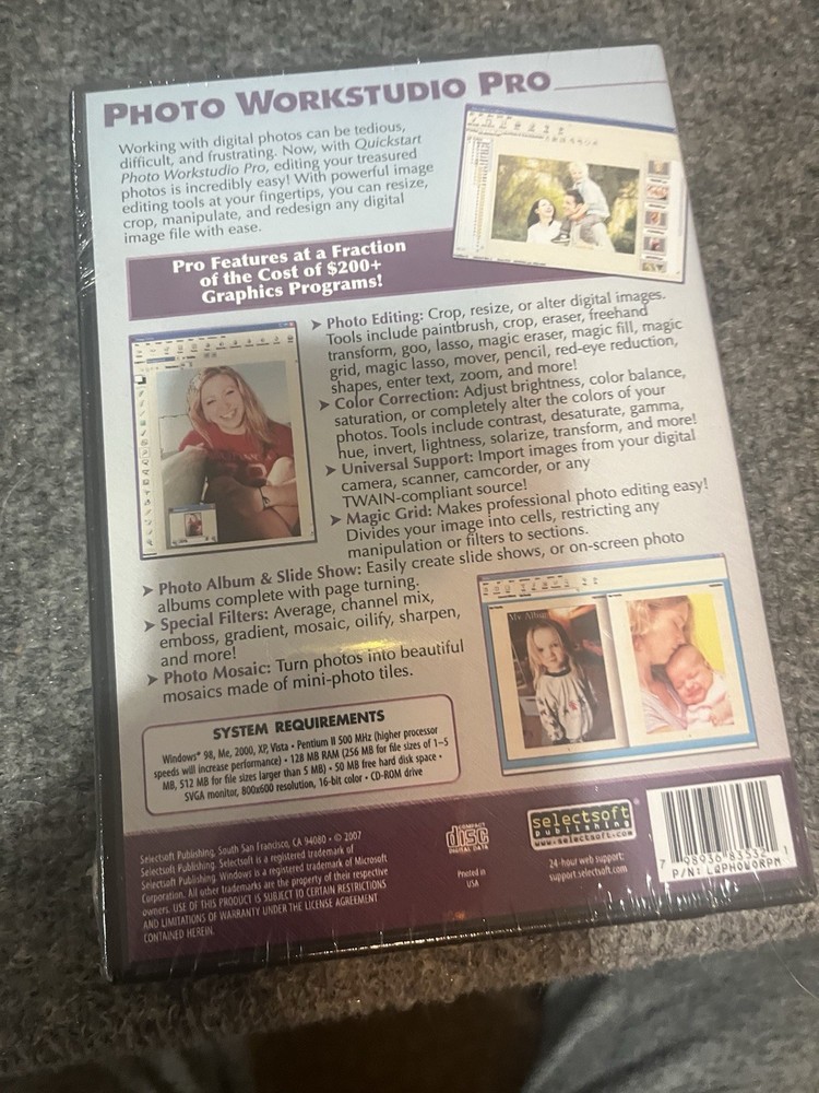 2007 QuickStart Photo Workstudio Pro Version CD ROM New Sealed