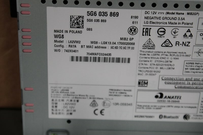 VW Composition Media Control Panel Radio Bluetooth 5G6035869