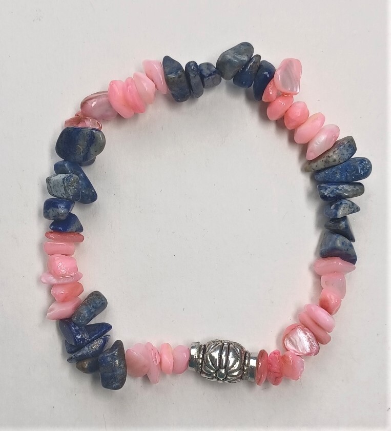 Pink and Gray Stone Chip Bracelet