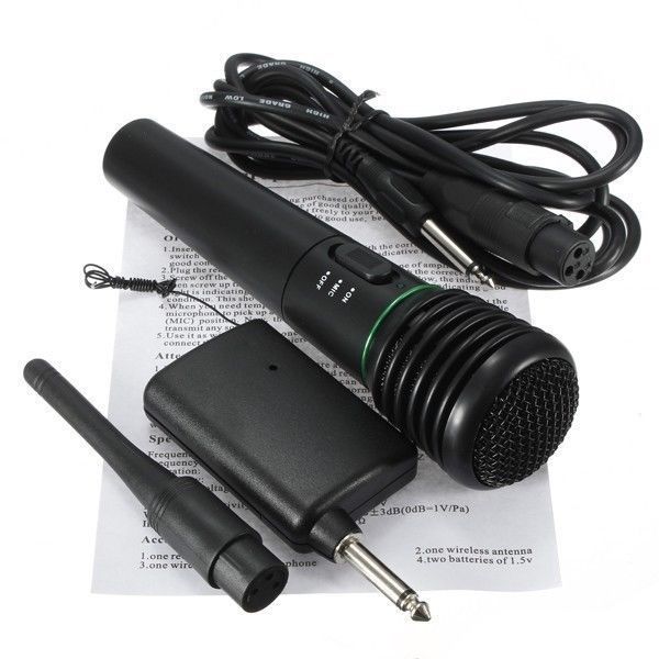 2in1 Handheld Wired/Wireless Cordless Microphone Karaoke System Undirectional