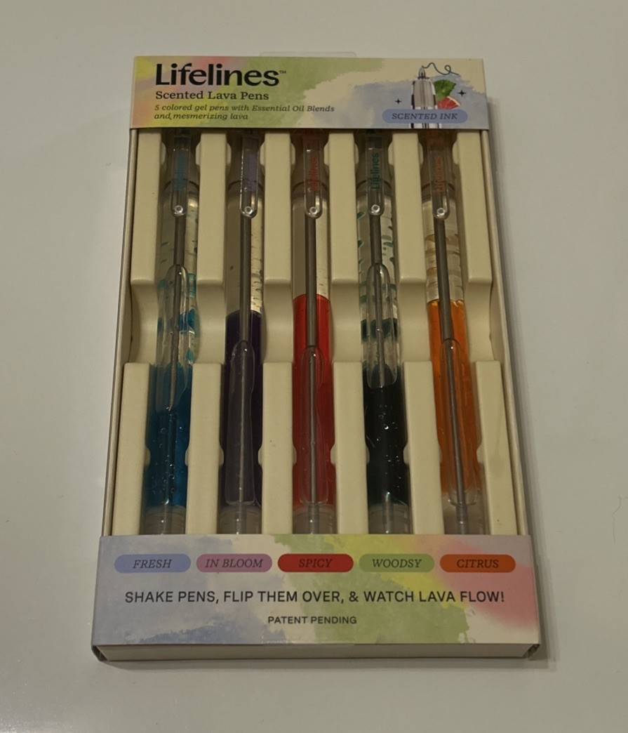 Lifelines Scented Lava Pens 5 Pack Colored Gel Pens Flowing Ink Aromatherapy NEW