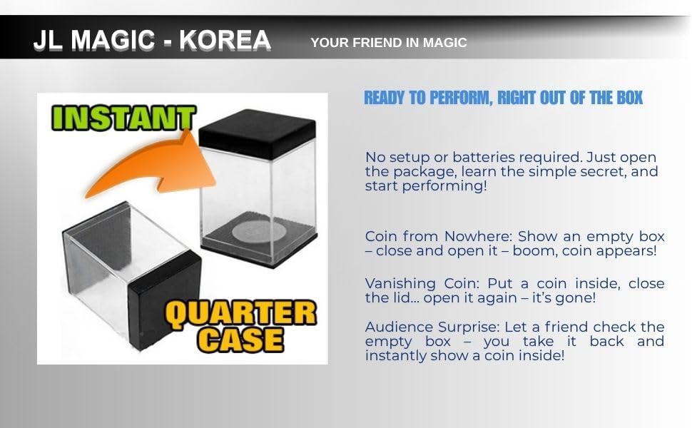 JL Corp. Coin Appearing Box Magic Prop (Reference to Half Standard, Black