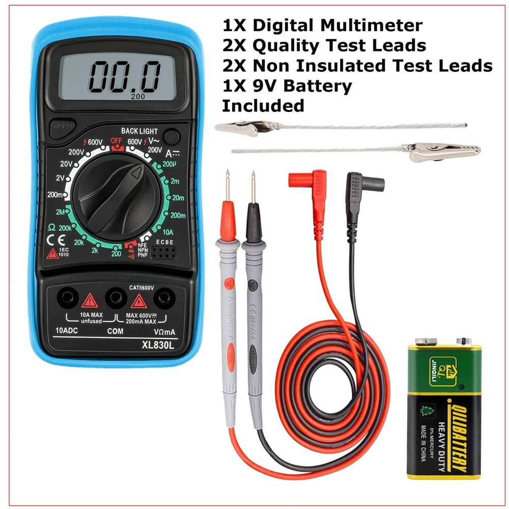 Digital Multimeter AC DC Voltmeter Ammeter Ohmmeter Volt Tester Meter 4 Probes