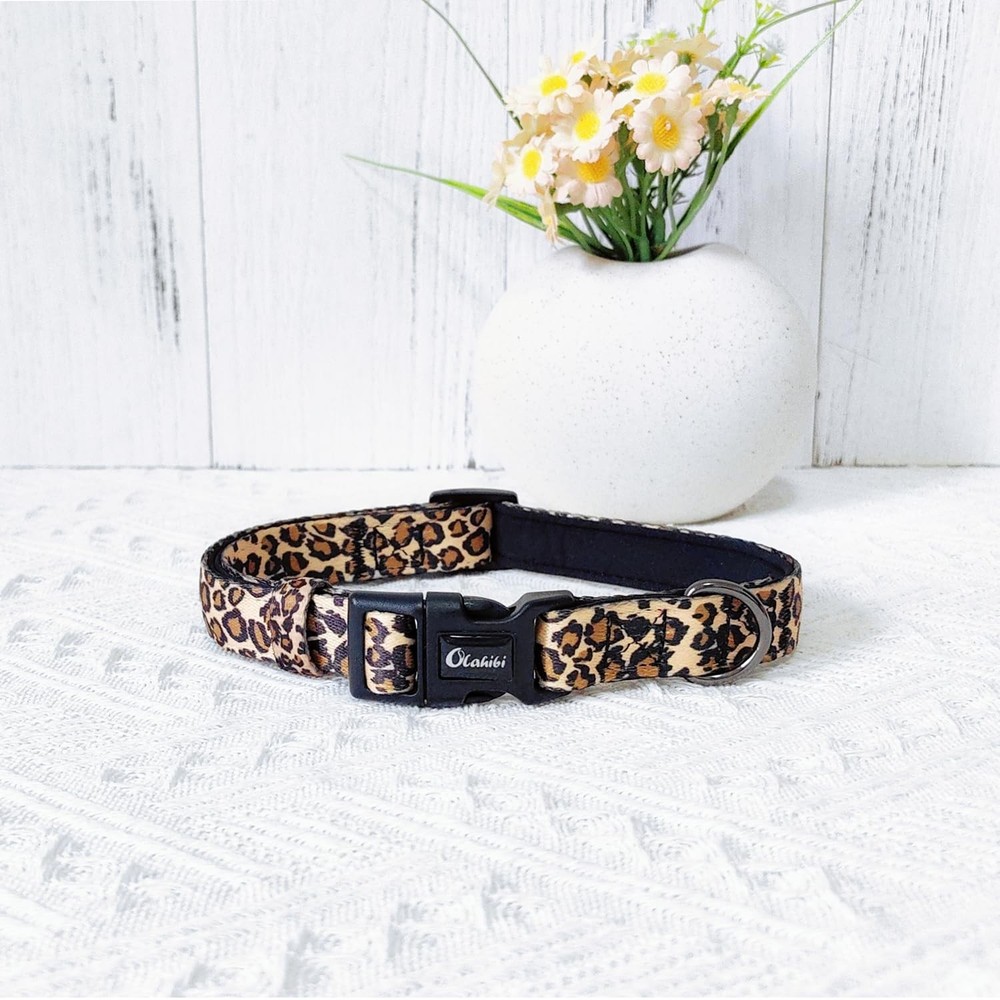 Neoprene Padded Dog Collar, Soft and Comfortable, Leopard Pattern, for Large ...