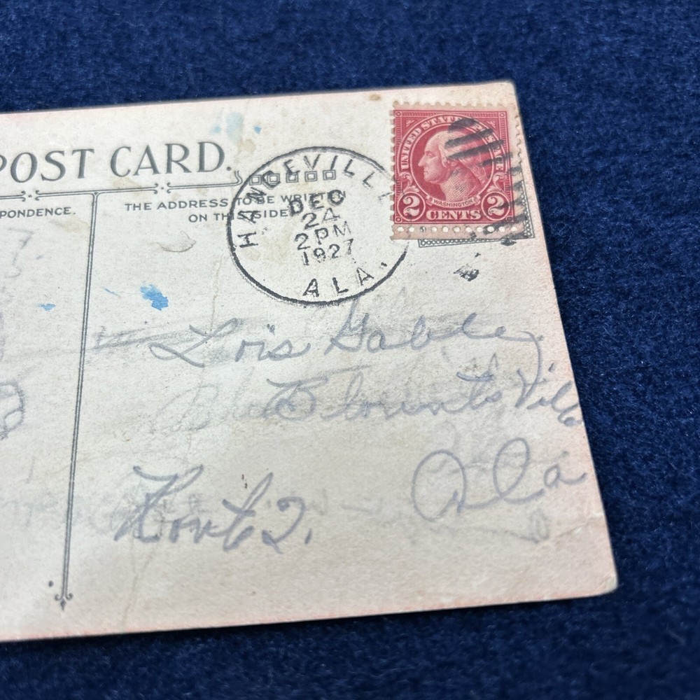 george washington stamp Two Cent Postmark 1927 Christmas Postcard