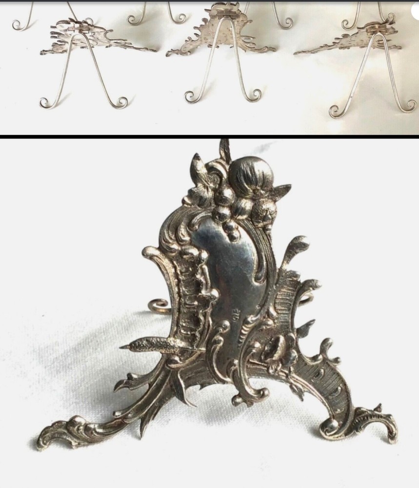 silver German solid silver card menu or name Holder Rococo 10/PS