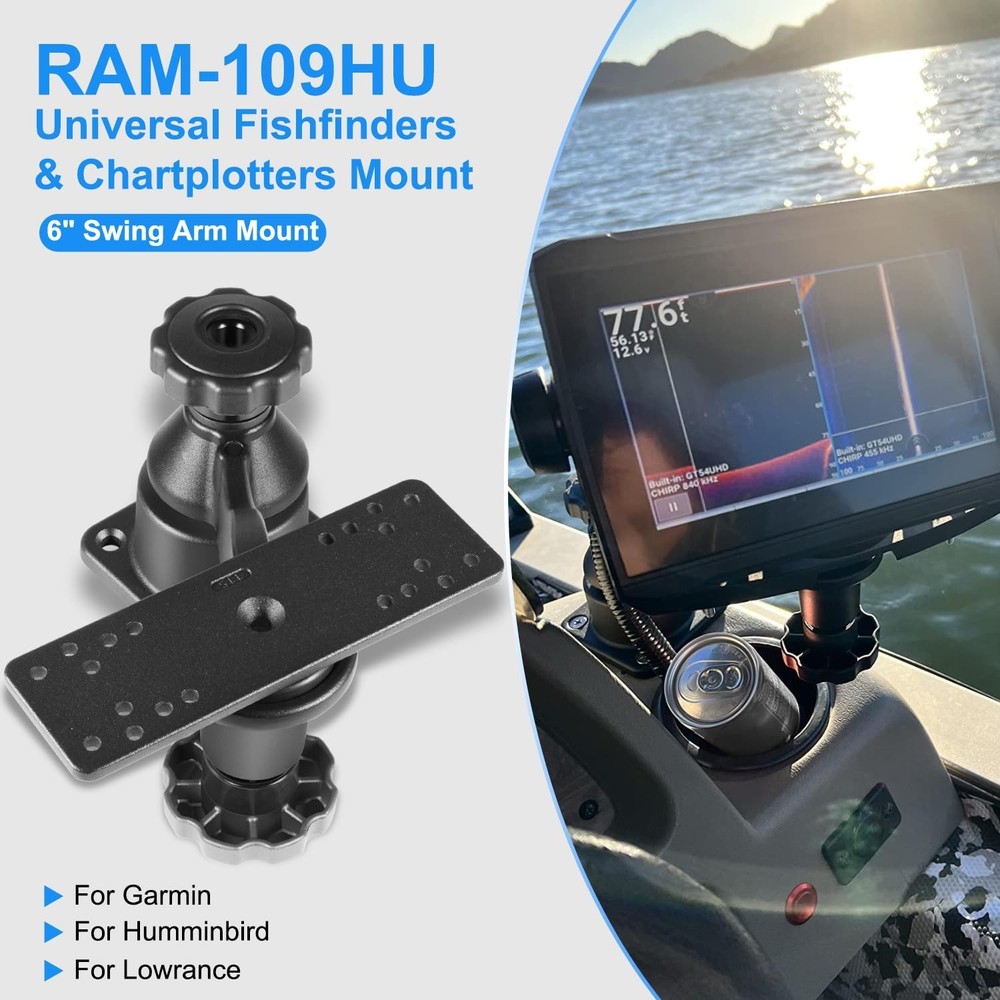 for RAM-109HU Horizontal 6" Swing Arm Mount for Fishfinders & Chartplotters