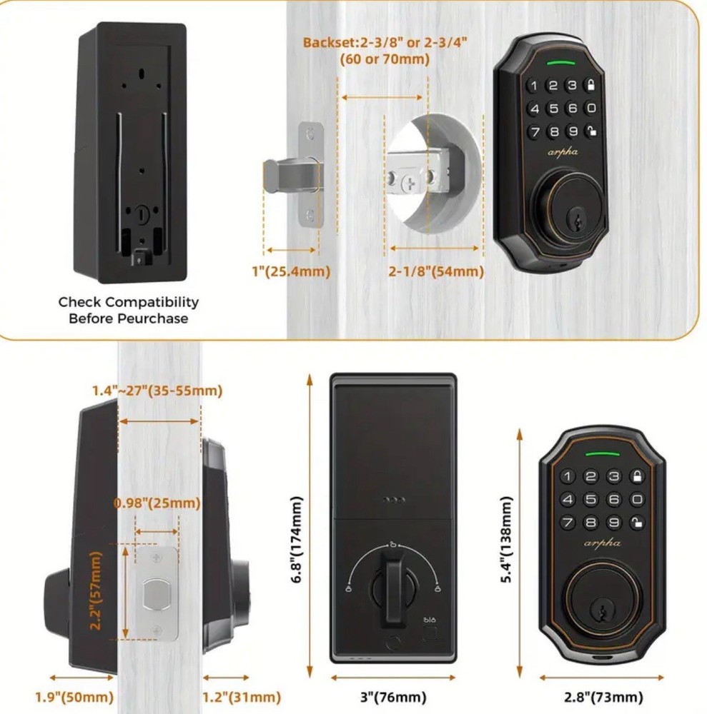 Arpha Smart Keyless Entry Door Lock - 100 Code Anti-Peek Combination