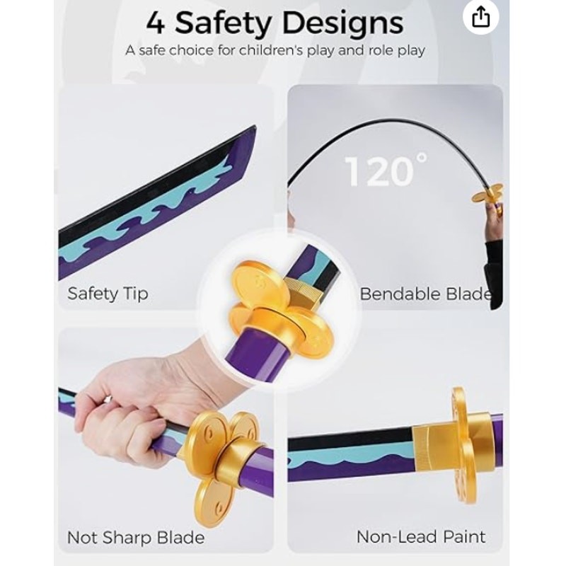 One Piece Yama Enma Sword 41" Toy Katana Replica w Holster Belt & Display Stand