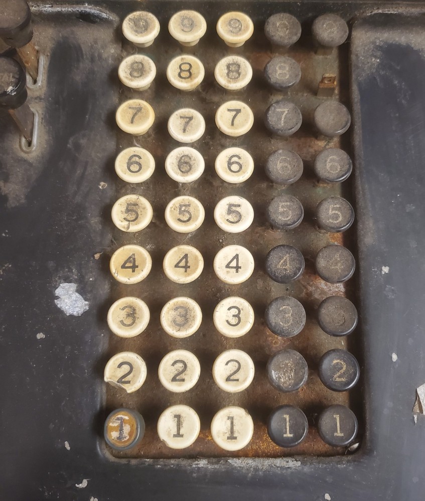 ANTIQUE Burrough's Hand Crank 6 Column Adding Machine Rust Patina Cast Iron