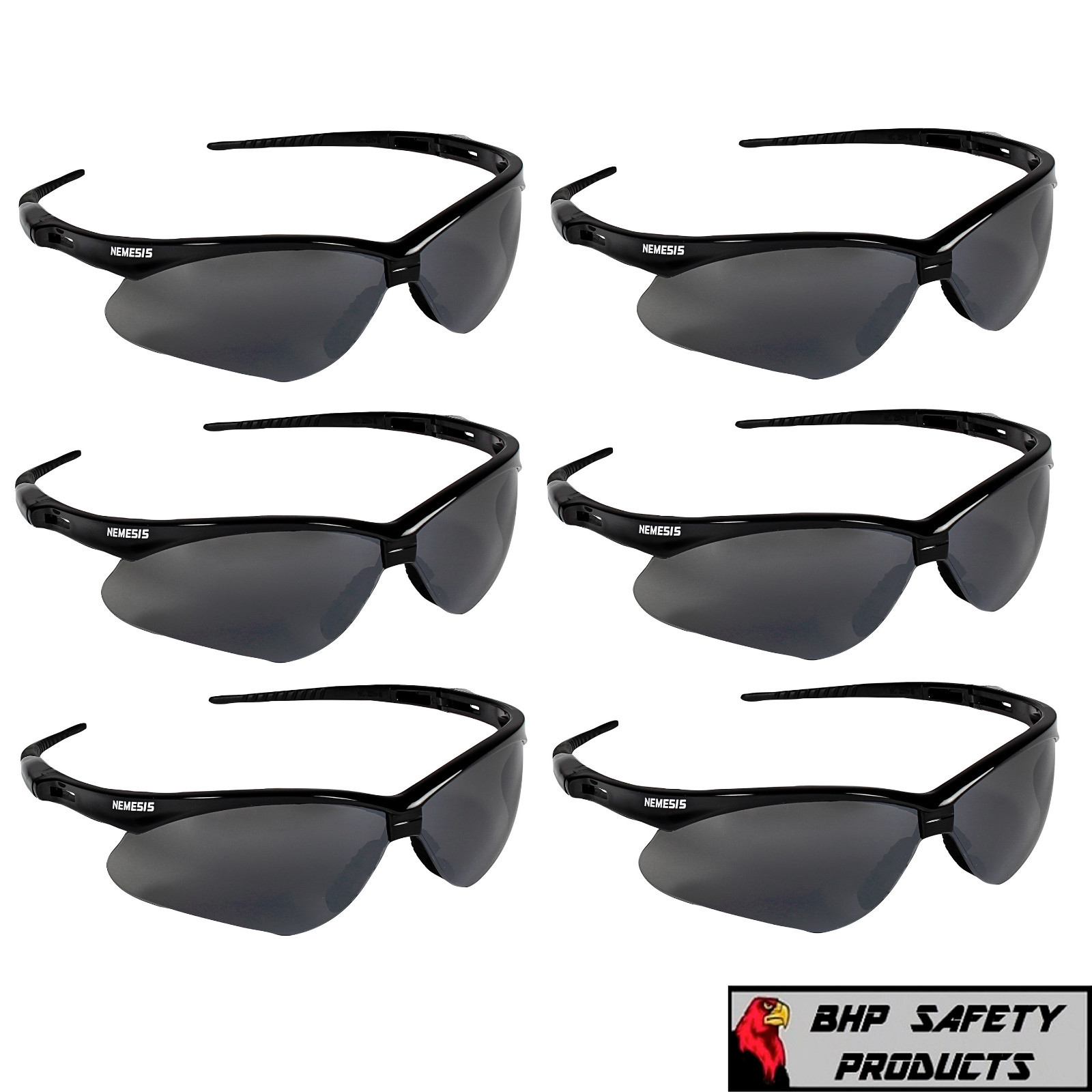(6 PAIR) KLEENGUARD NEMESIS SAFETY GLASSES SMOKE MIRROR LENS SUNGLASSES 25688