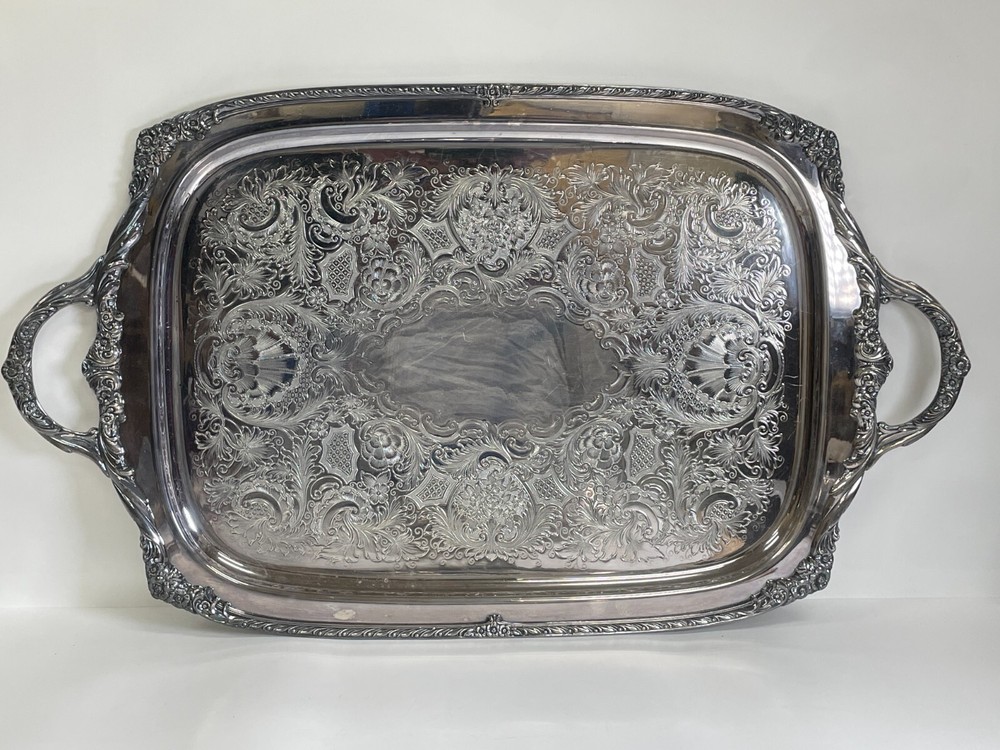 Vintage Silver Plated Tray with Handles