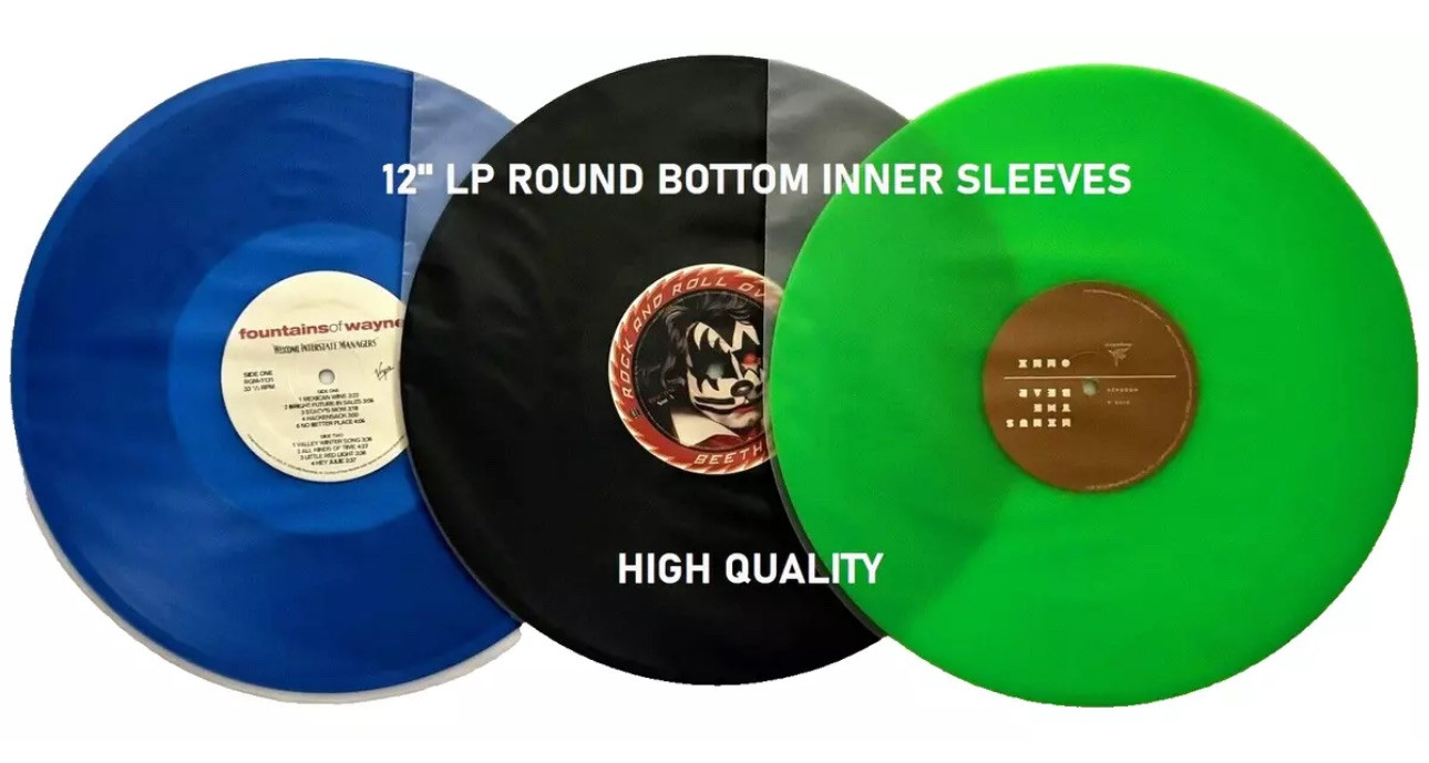 50 Anti-Static 12" LP Vinyl Record Inner Sleeves Rounded Edges High-Quality