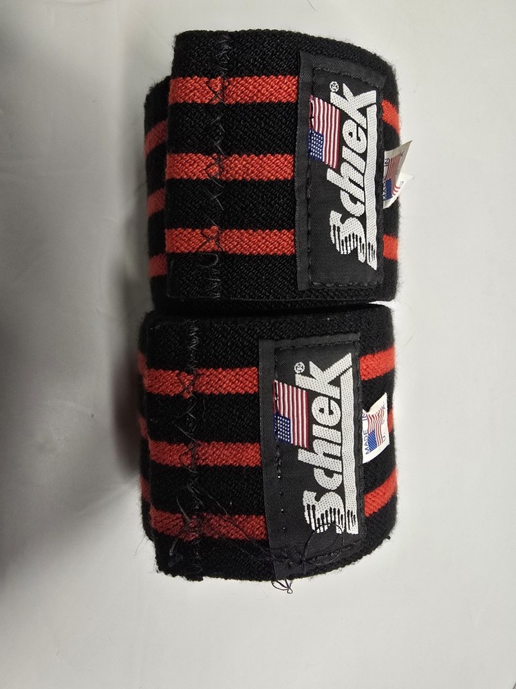 Schiek Red & Black Knee Wraps - 78" Length x 3" Model 1178B