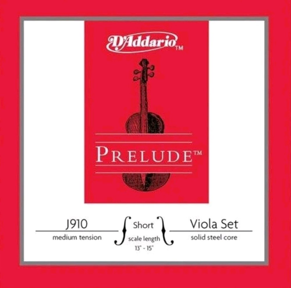 D'Addario Prelude Viola String Set - Short Scale - Medium Tension - J910