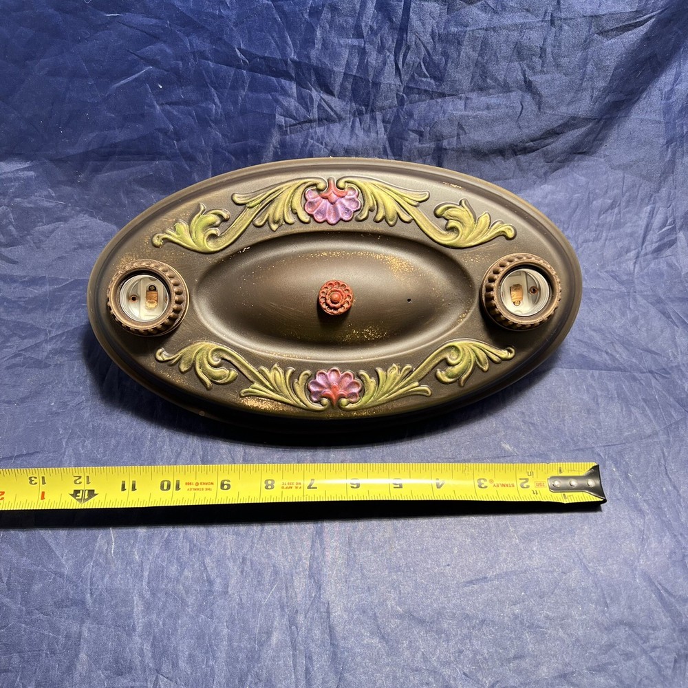 Two Socket Decorative Wow Flush Mount Brass Rewired Nice 83E