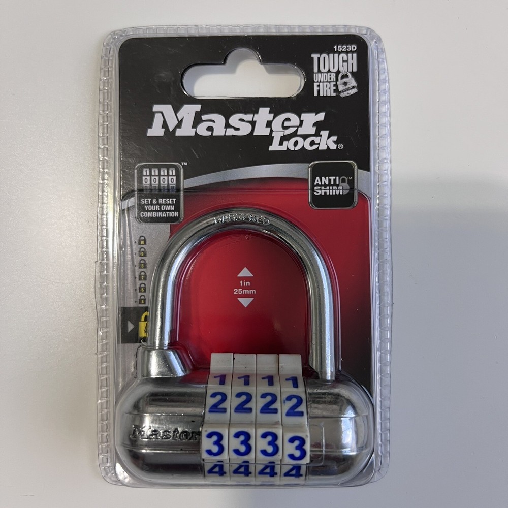 Master Lock Padlock 1523D 4-Digit Combination Number Lock - Blue